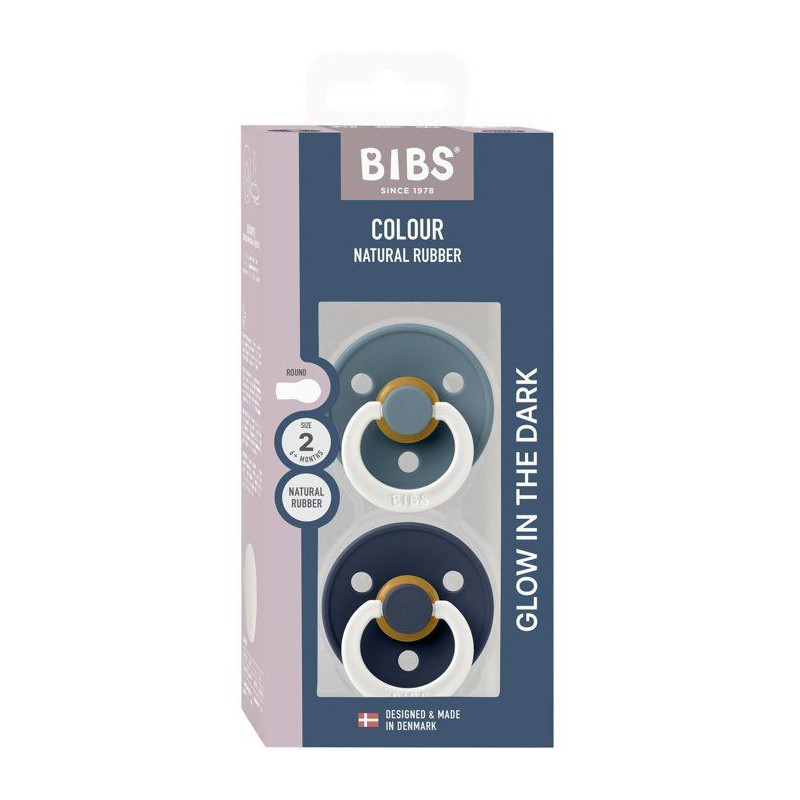 Sucette bébé - BIBS - Colour - Embout rond phosphorescent - Pack de