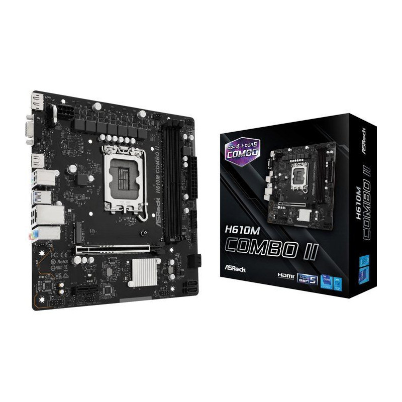 Carte mère - ASROCK - H610M Combo II - Socket LGA1700 - DDR4/DDR5 - M