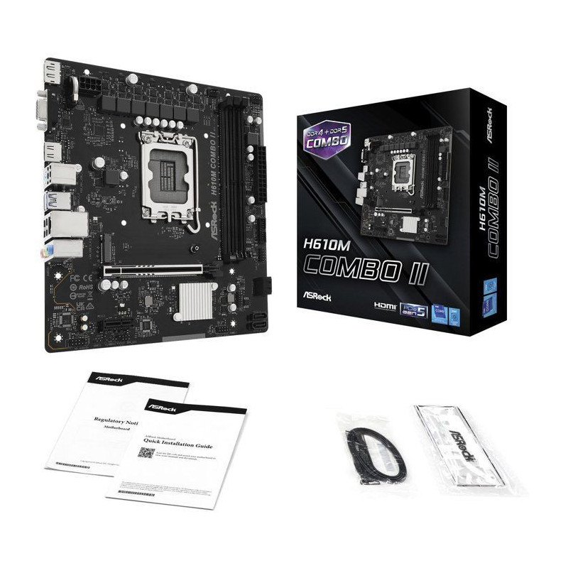 Carte mère - ASROCK - H610M Combo II - Socket LGA1700 - DDR4/DDR5 - M