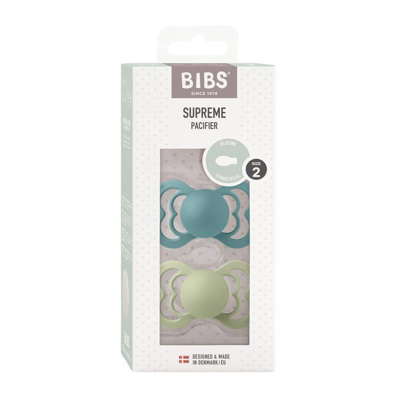 Sucette bébé - BIBS Supreme - Symétrique - T1 - Silicone - Island S