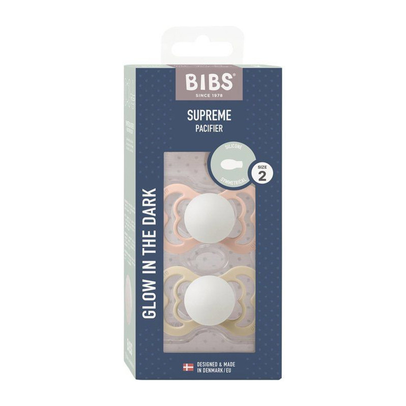 Sucette bébé - BIBS Supreme - Symétrique - T2 - Silicone - Blush Va