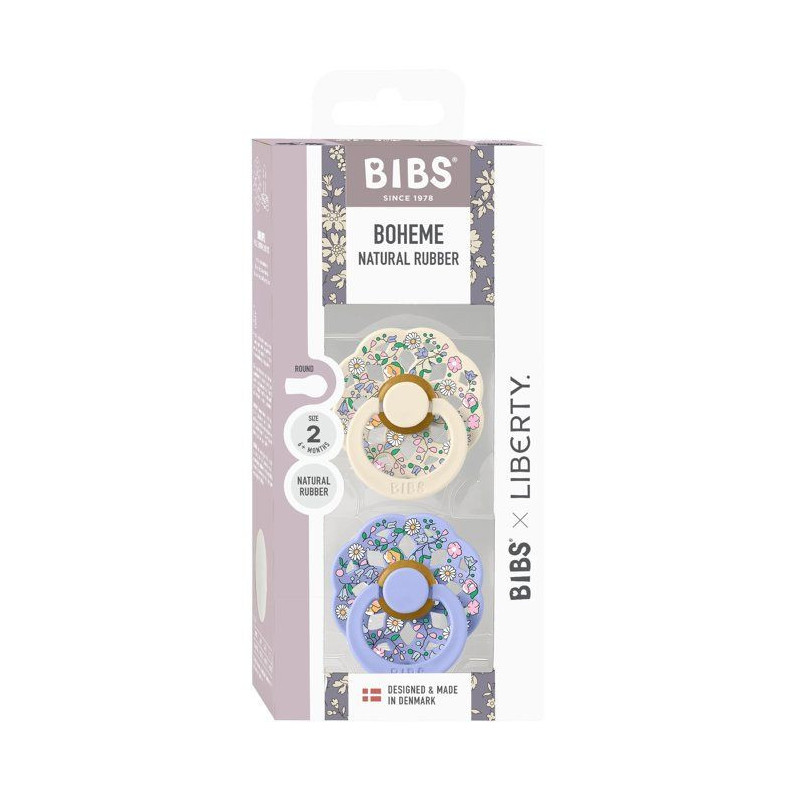 Sucette bébé - BIBS x Liberty - Boheme - Ronde - T2 - Caoutchouc nat