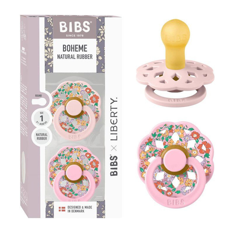 Sucette bébé - BIBS x Liberty - Boheme - Ronde - T1 - Caoutchouc nat