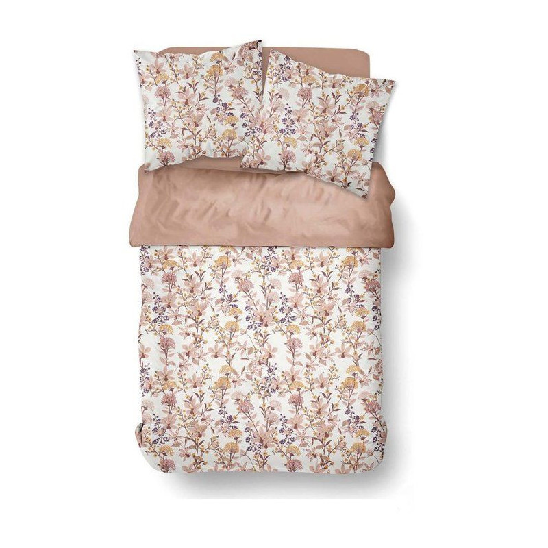 Parure de Lit - 240 x 220 cm - Coton Imprimé Motif Floral Rose - TODA