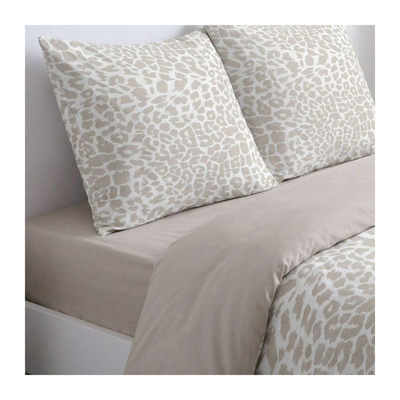 Parure de Lit - 260 x 240 cm - Coton Imprimé Léopard Beige - TODAY S