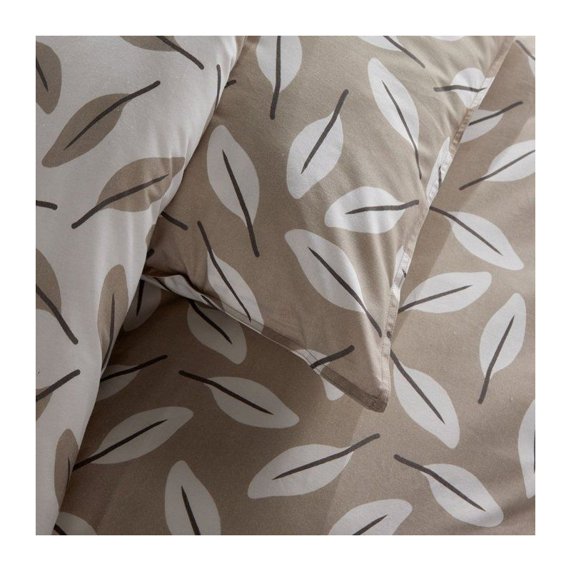 Parure de Lit - 140 x 200 cm - Coton Imprimé Floral Beige avec Motif