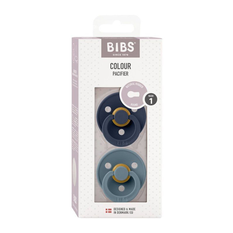 Sucette bébé - BIBS - Colour - Embout rond - Pack de 2 - Caoutchouc