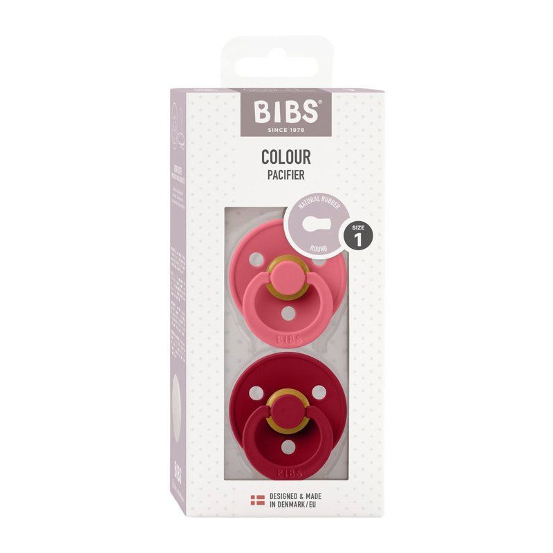 Sucette bébé - BIBS - Colour - Embout rond - Pack de 2 - Caoutchouc