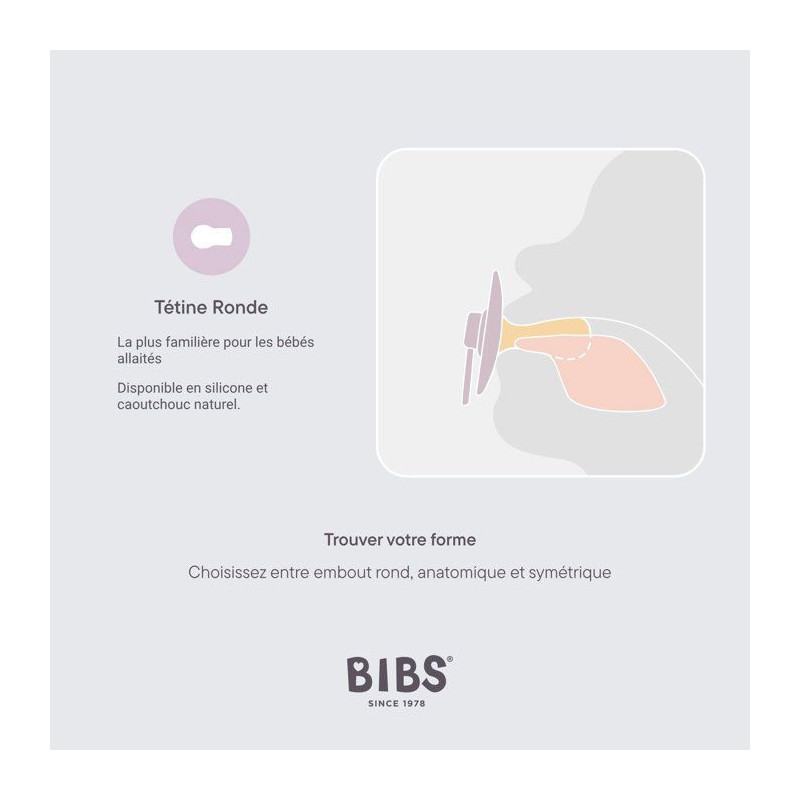 Sucette bébé - BIBS - Colour - Embout rond - Pack de 2 - Caoutchouc