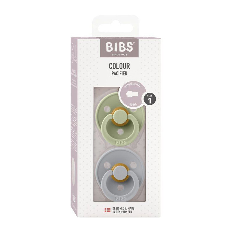 Sucette bébé - BIBS - Colour - Embout rond - Pack de 2 - Caoutchouc
