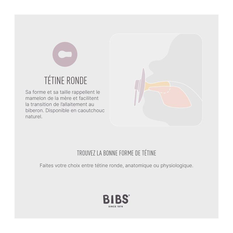Sucette bébé - BIBS - Colour - Embout rond - Pack de 2 - Caoutchouc