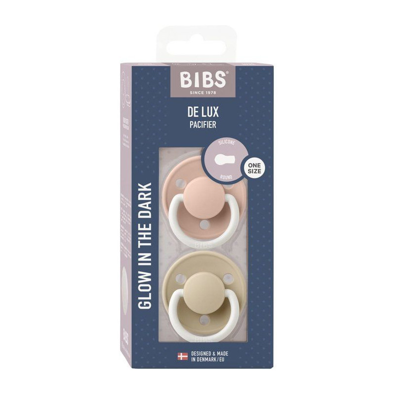 Sucette bébé - BIBS - DeLux - Embout rond - Pack de 2 - Silicone - T