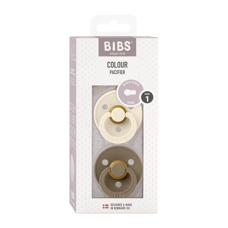 Sucette bébé - BIBS - Colour - Embout rond - Pack de 2 - Caoutchouc