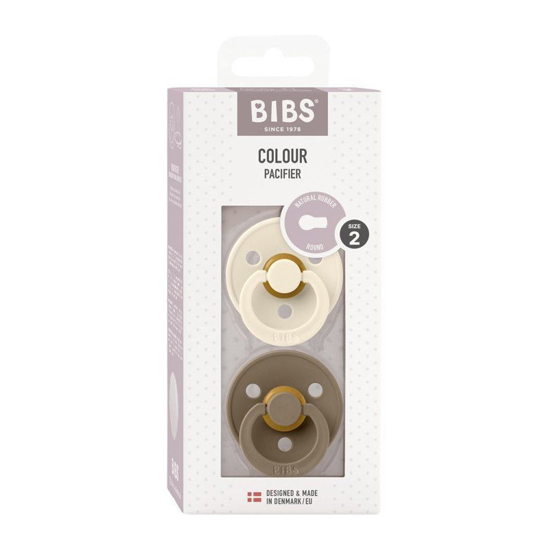 Sucette bébé - BIBS - Colour - Embout rond - Pack de 2 - Caoutchouc