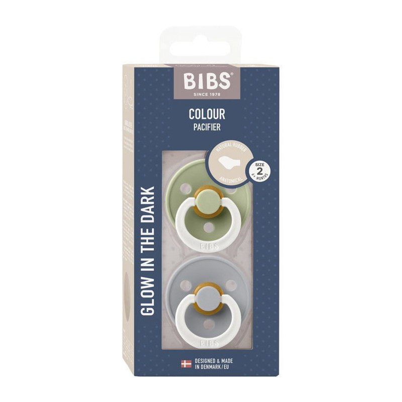 Sucette bébé - BIBS Colour - Anatomique - T2 - Phosphorescente - Cao