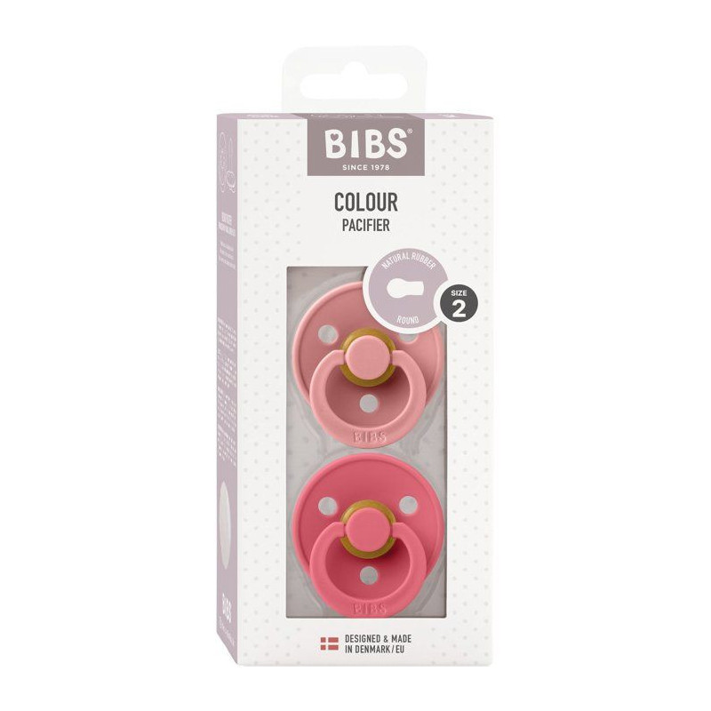 Sucette bébé - BIBS - Colour - Embout rond - Pack de 2 - Caoutchouc
