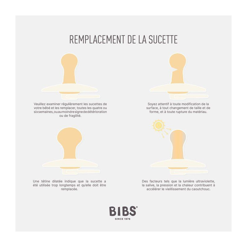 Sucette bébé - BIBS - Colour - Embout rond - Pack de 2 - Caoutchouc