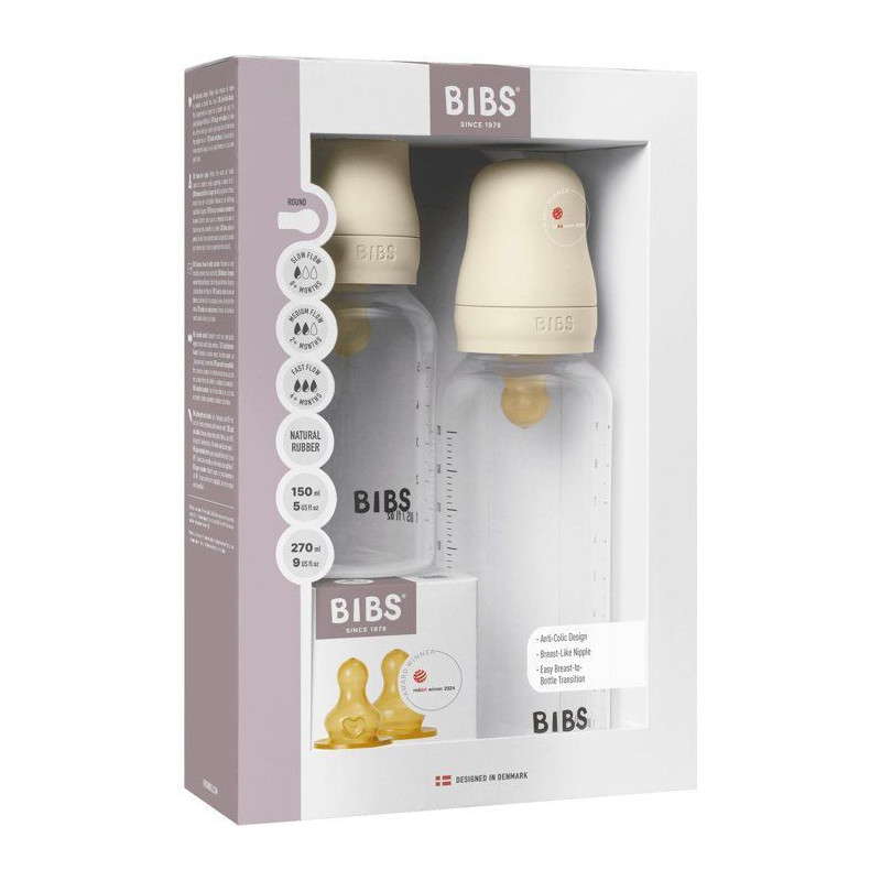 Biberon bébé - BIBS Grow & Flow - Embout rond - Caoutchouc naturel -