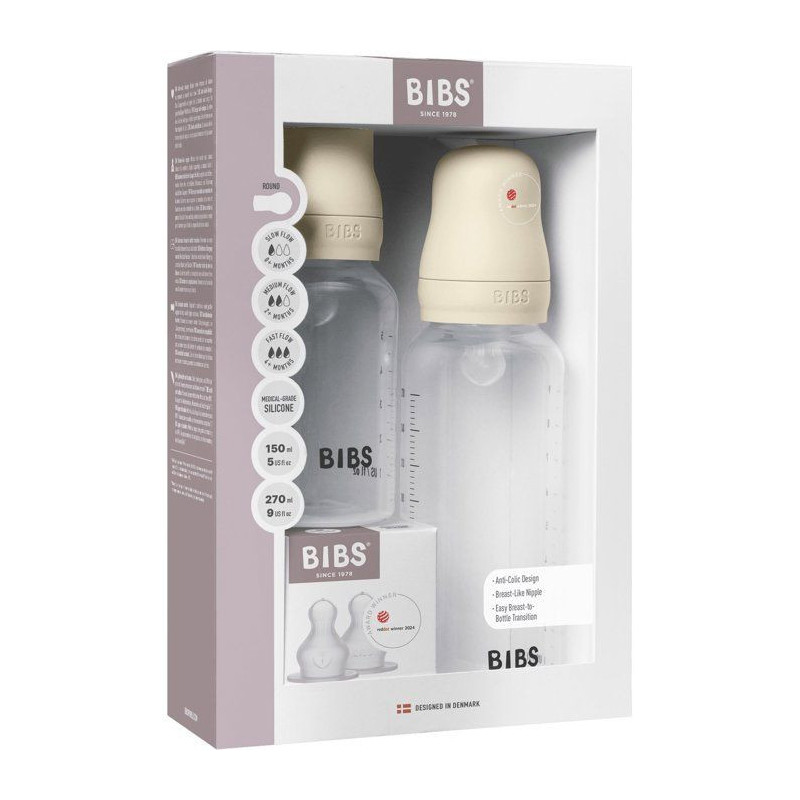 Biberon bébé - BIBS Grow & Flow - Embout rond - Silicone - 150 ml &
