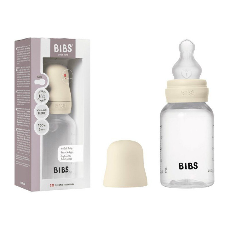 Biberon bébé - BIBS - Embout rond - Silicone - 150 ml - Débit moyen