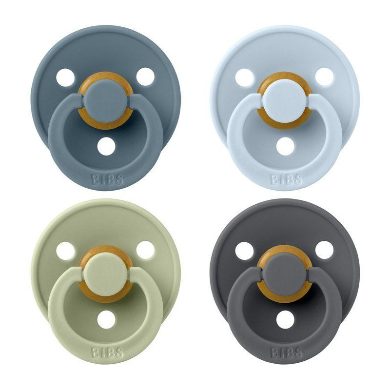 Sucette bébé - BIBS - Colour - Embout rond - Pack de 4 - Caoutchouc