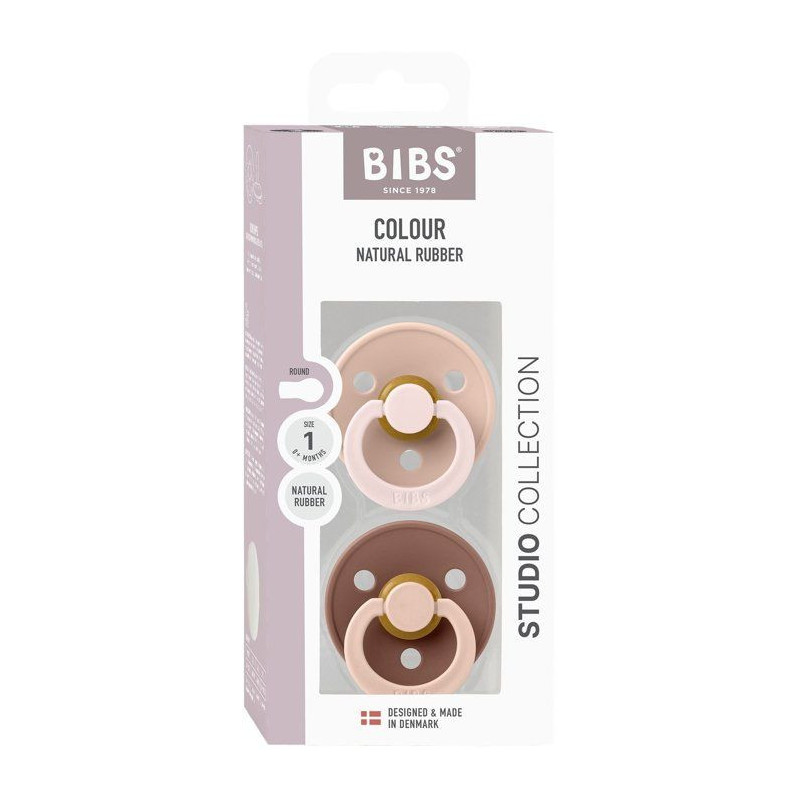 Sucette bébé - BIBS Studio Colour - Ronde - T1 - Caoutchouc naturel