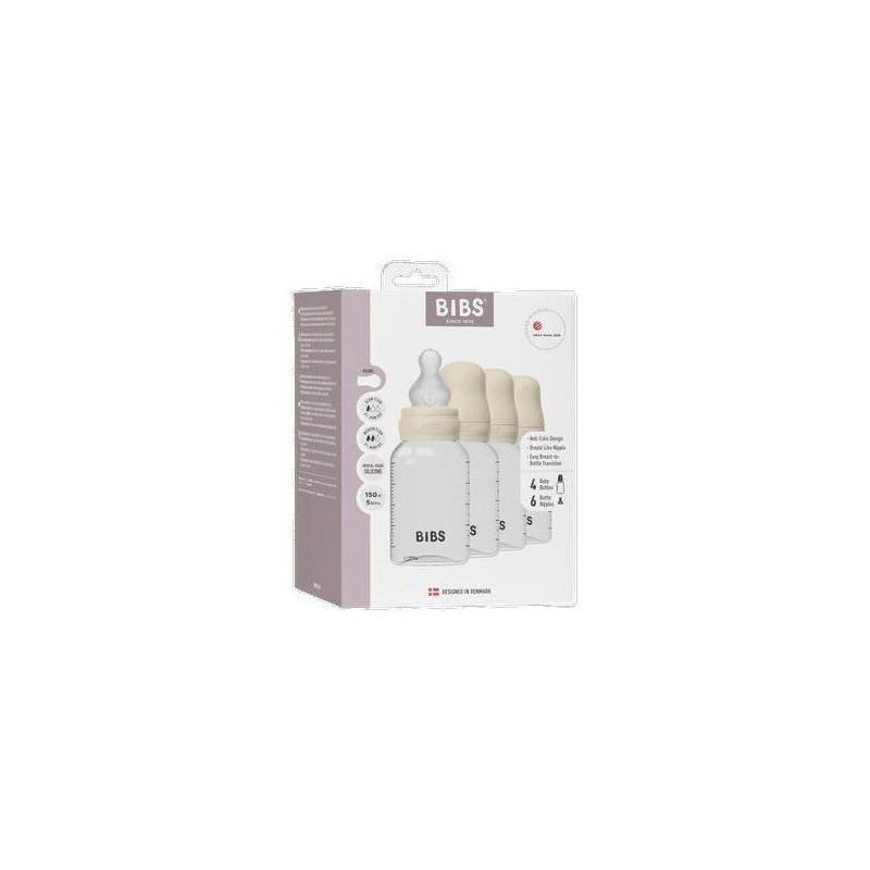 Biberon bébé - BIBS - Embout rond - Silicone - 150 ml - Débit lent