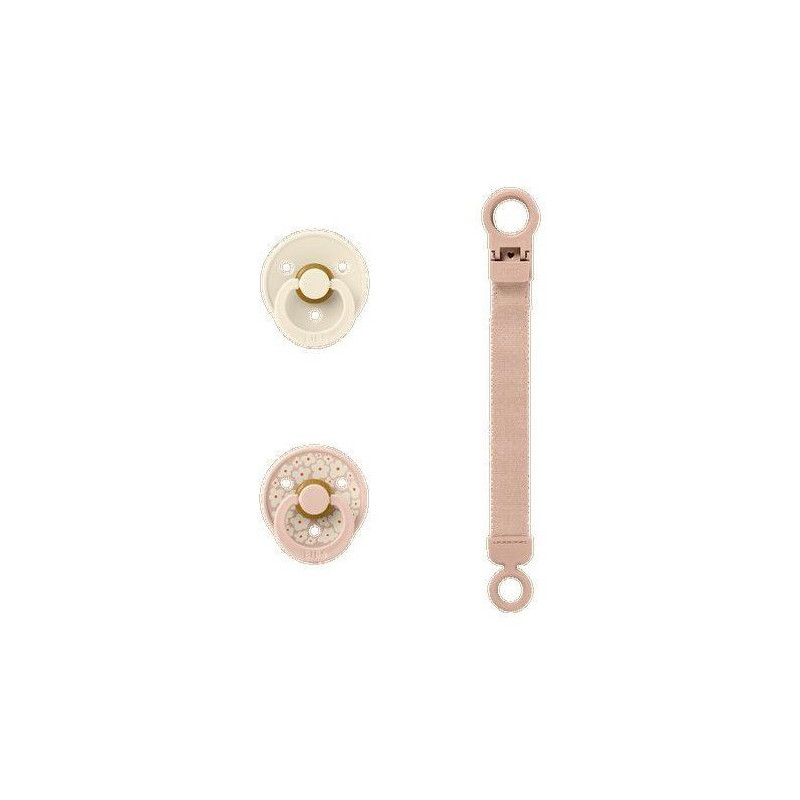 Coffret cadeau bébé - BIBS Sucette & attache - Embout rond - T1 - Bl