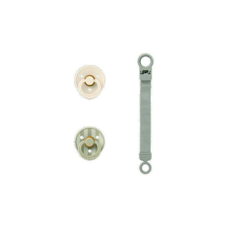 Coffret cadeau bébé - BIBS Sucette & attache - Embout rond - T1 - Sa