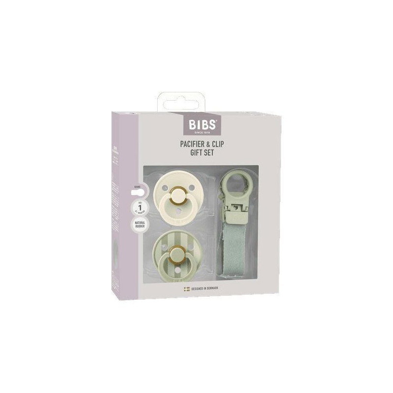 Coffret cadeau bébé - BIBS Sucette & attache - Embout rond - T1 - Sa