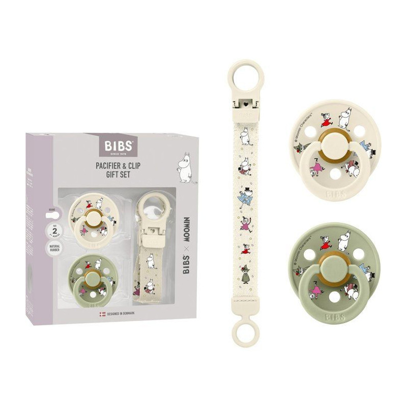 Coffret cadeau bébé - BIBS x Moomins - Sucette & attache - Caoutchou