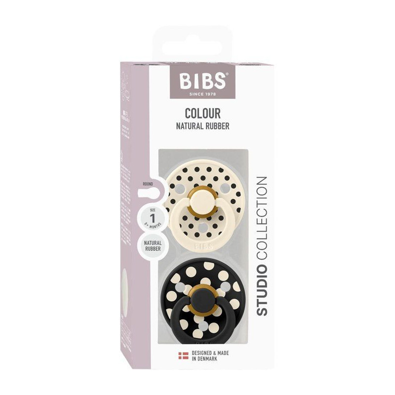 Sucette bébé - BIBS Studio Colour - Ronde - T1 - Caoutchouc naturel
