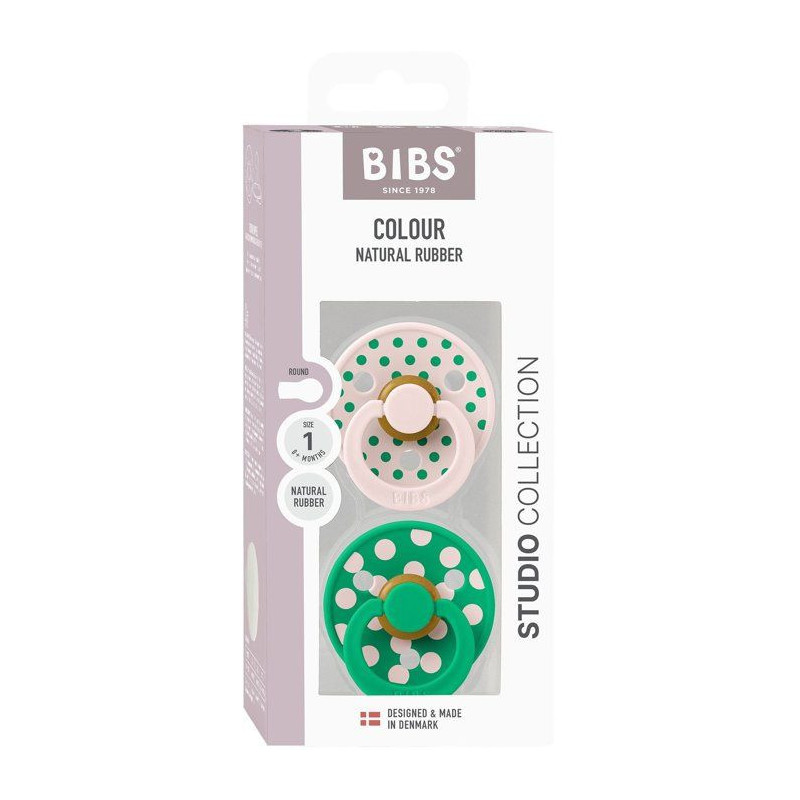 Sucette bébé - BIBS Studio Colour - Ronde - T1 - Caoutchouc naturel