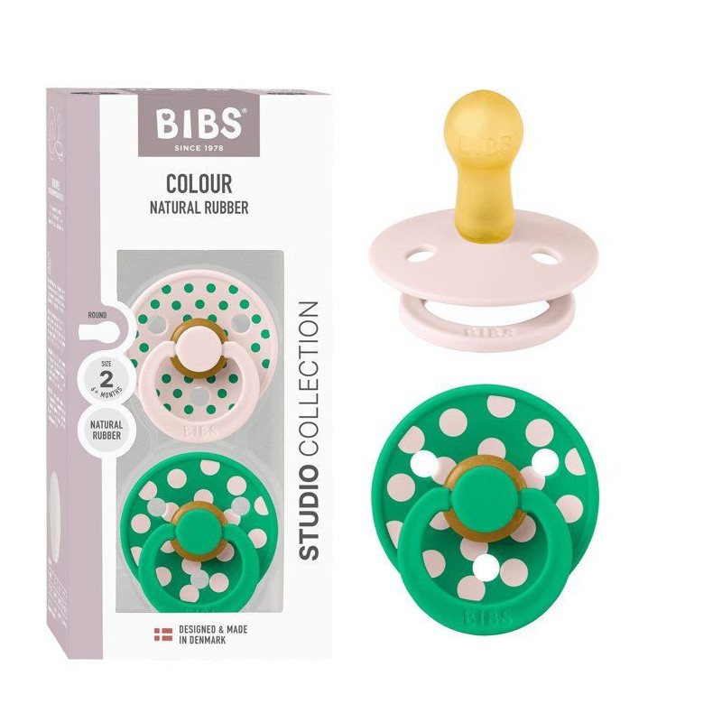 Sucette bébé - BIBS Studio Colour - Ronde - T2 - Caoutchouc naturel
