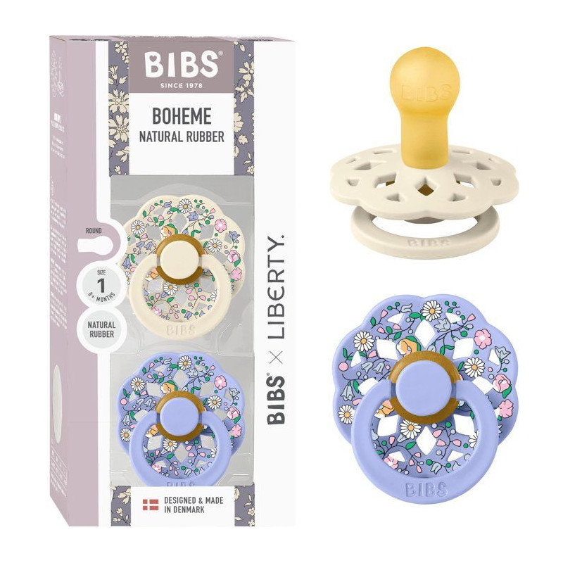 Sucette bébé - BIBS x Liberty - Boheme - Ronde - T1 - Caoutchouc nat