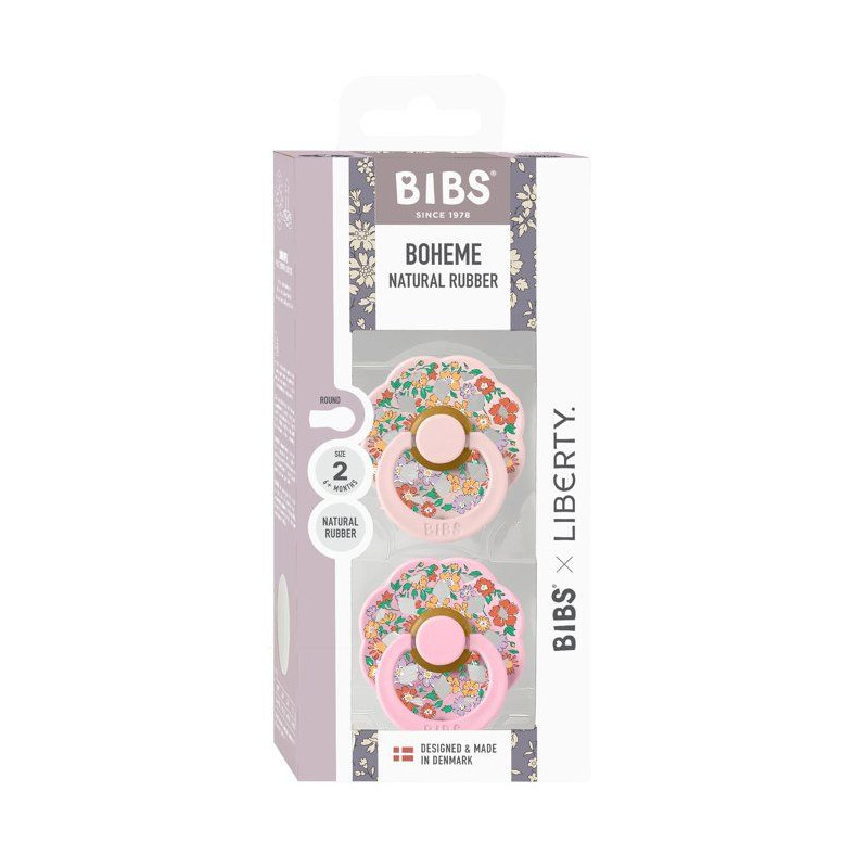 Sucette bébé - BIBS x Liberty - Boheme - Ronde - T2 - Caoutchouc nat