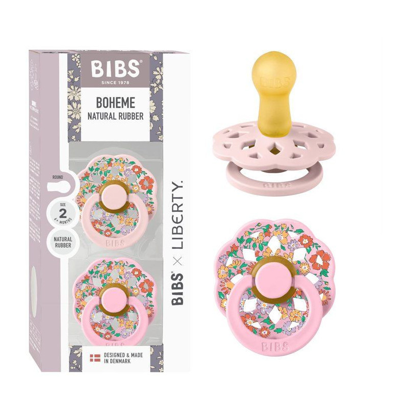 Sucette bébé - BIBS x Liberty - Boheme - Ronde - T2 - Caoutchouc nat