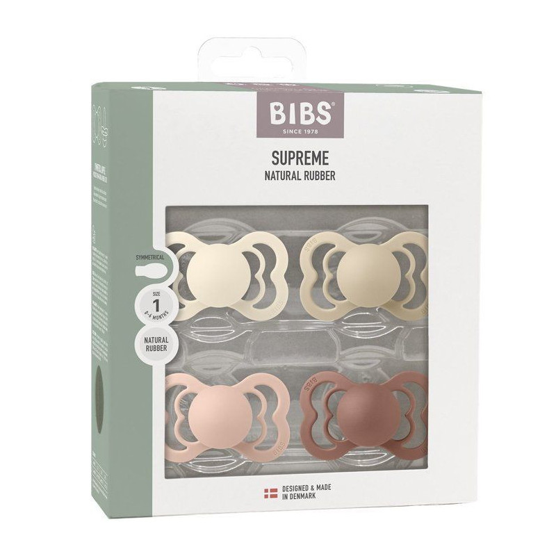 Pack sucettes - BIBS Supreme - Symétrique - T1 - Caoutchouc naturel -