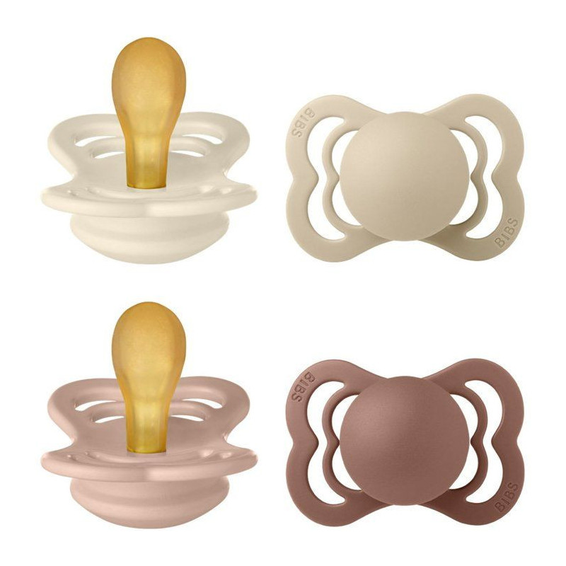 Pack sucettes - BIBS Supreme - Symétrique - T1 - Caoutchouc naturel -
