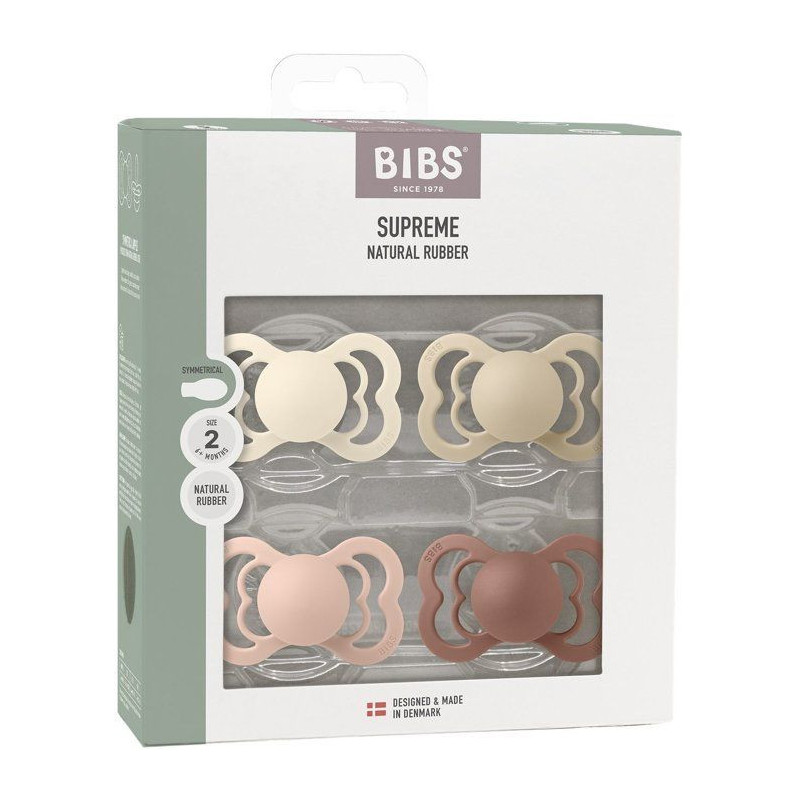 Pack sucettes - BIBS Supreme - Symétrique - T2 - Caoutchouc naturel -