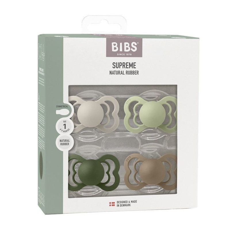 Pack sucettes - BIBS Supreme - Symétrique - T1 - Caoutchouc naturel -