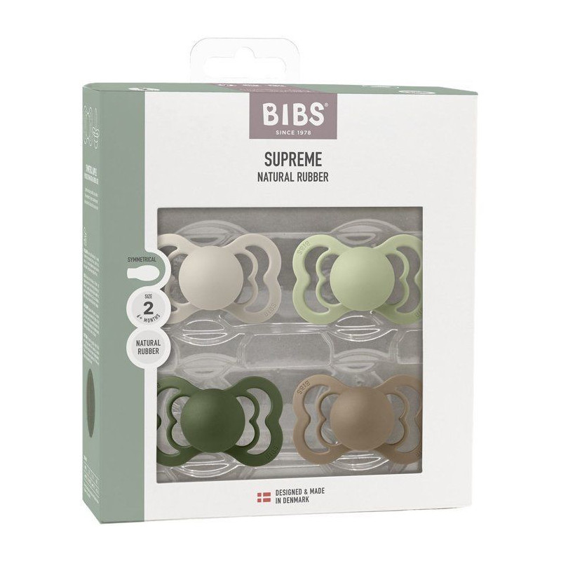 Sucette bébé - BIBS Supreme - Symétrique - T2 - Caoutchouc naturel