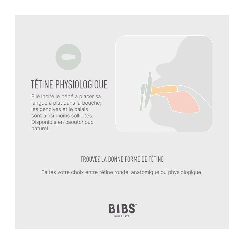 Sucette bébé - BIBS Supreme - Symétrique - T2 - Caoutchouc naturel