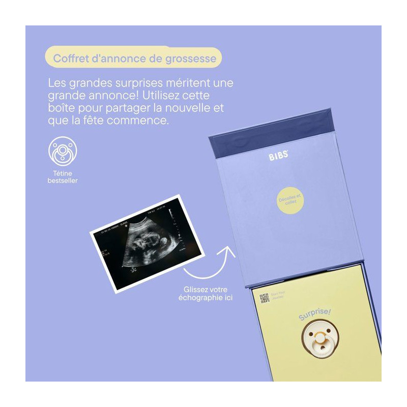 Coffret souvenir bébé - BIBS “Bébé est en route” - T1 - Ivory