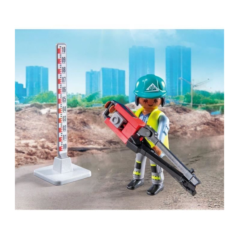 Univers miniature - PLAYMOBIL - Ouvriers avec rouleau compresseur - 43
