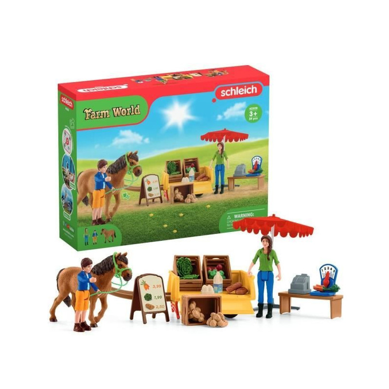 Étal mobile de la ferme, jeu de ferme avec figurines de fermiers, che