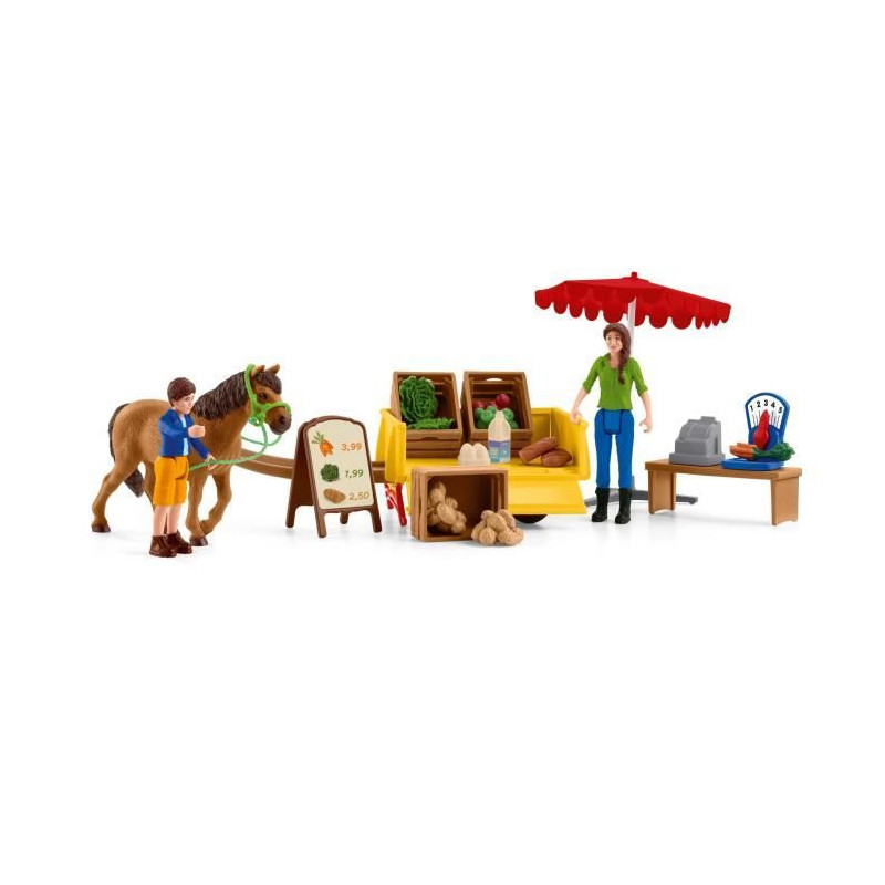 Étal mobile de la ferme, jeu de ferme avec figurines de fermiers, che