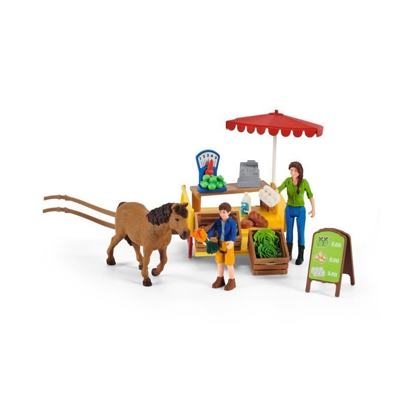 Étal mobile de la ferme, jeu de ferme avec figurines de fermiers, che