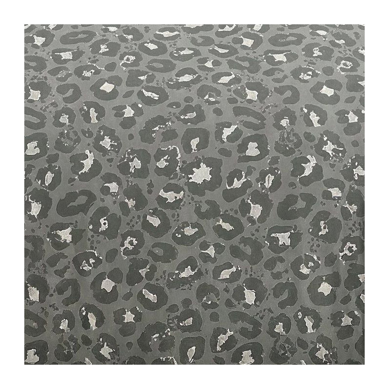 Parure de Lit - 260 x 240 cm - Coton Imprimé Léopard Gris Anthracite