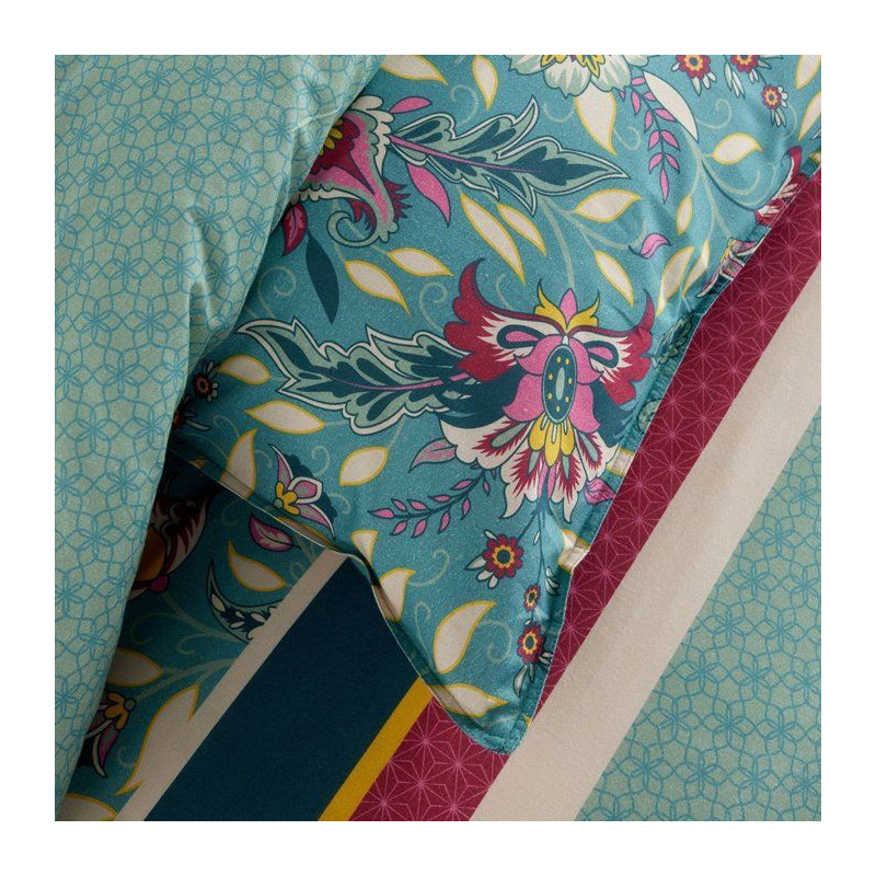 Parure de Lit - 140 x 200 cm - Coton Imprimé Floral Bleu - TODAY SUNS